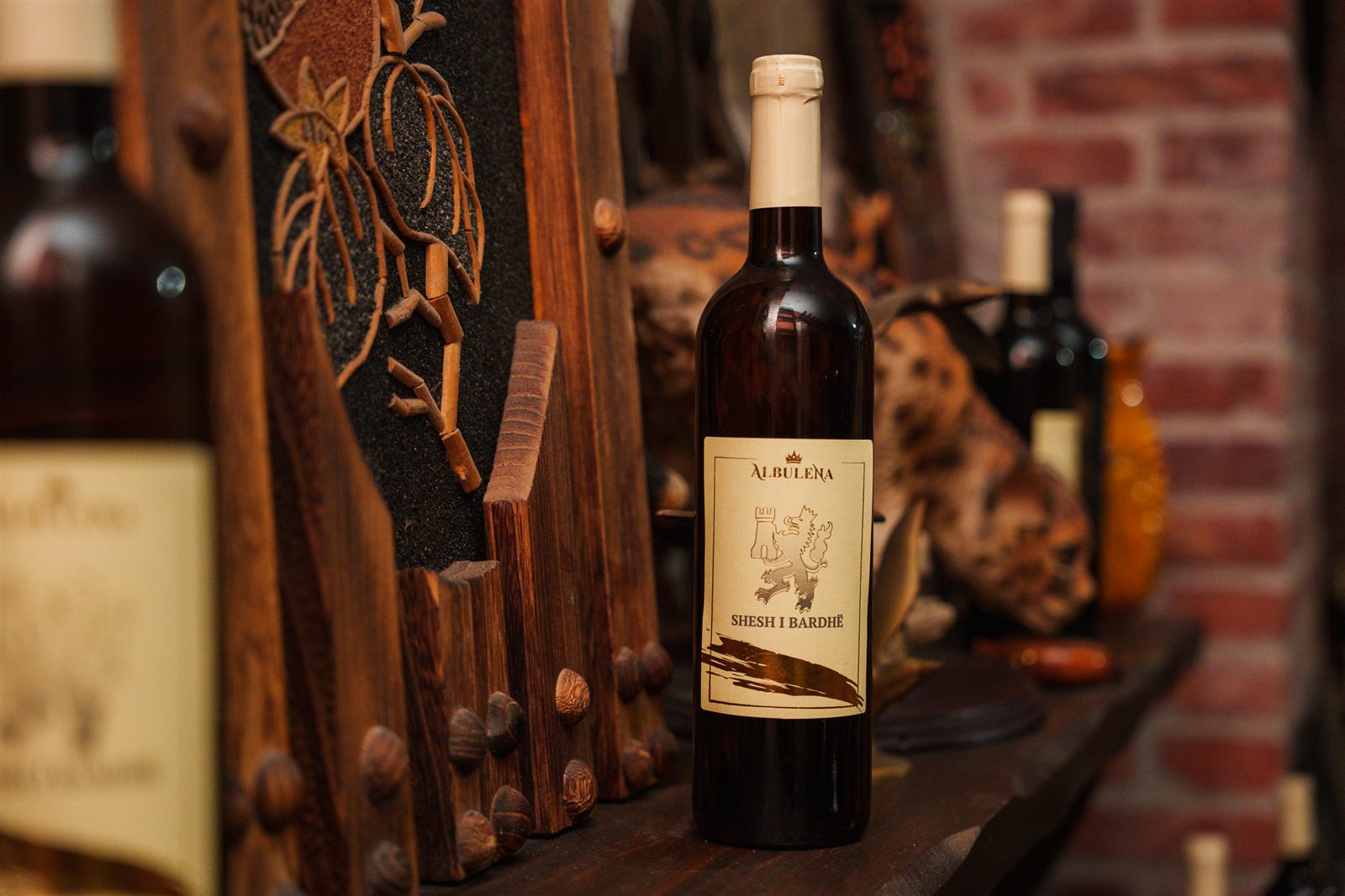 Bottle of estate Shesh i Bardhë wine